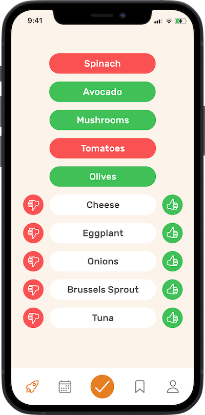 Iphone app
            preferences selection screen